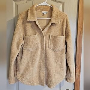 Wonderly Sherpa Small Tan Button Up Warm Sweater